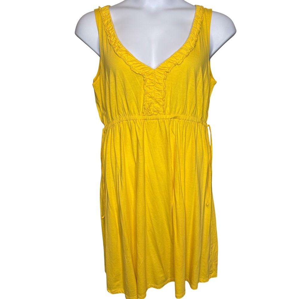 Old Navy Womens Yellow Sleeveless Sundress 1X Ruffle Beachy Summer Breathable